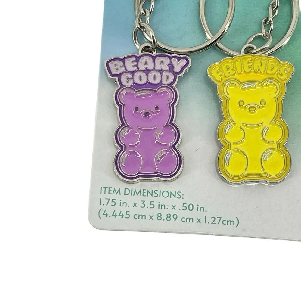Friendship Gummy Bear Keychain Set BFF Keyring Duo Beary Good Friends Gift New